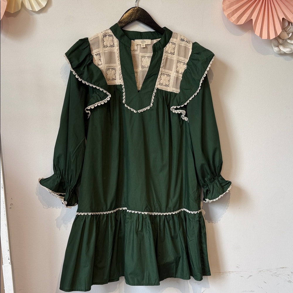 Entro green ruffle dress size large